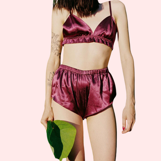 Silk satin lingerie set for women by Snazzyway, featuring a luxurious, smooth, and elegant design perfect for special occasions.