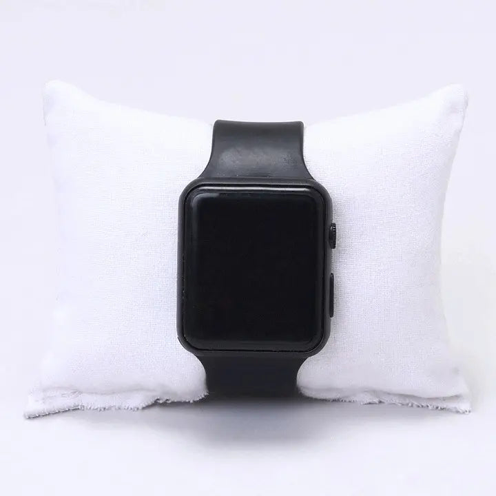 Black kids' analog watch by 9290 with a free size strap, designed for children and easy to read.