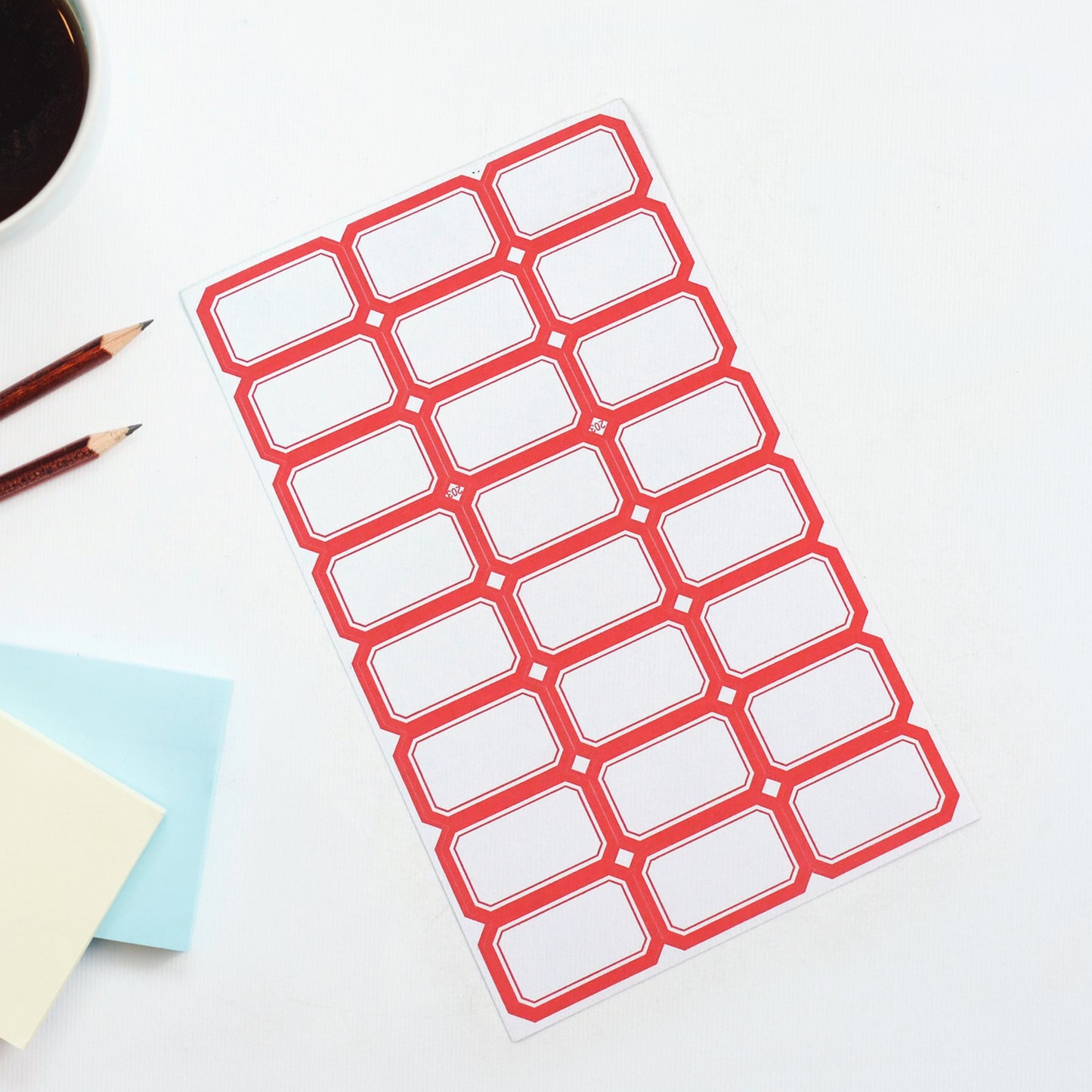 Writable blank label sticker sheet from Wukusy, ideal for office organization and custom labeling on various surfaces.