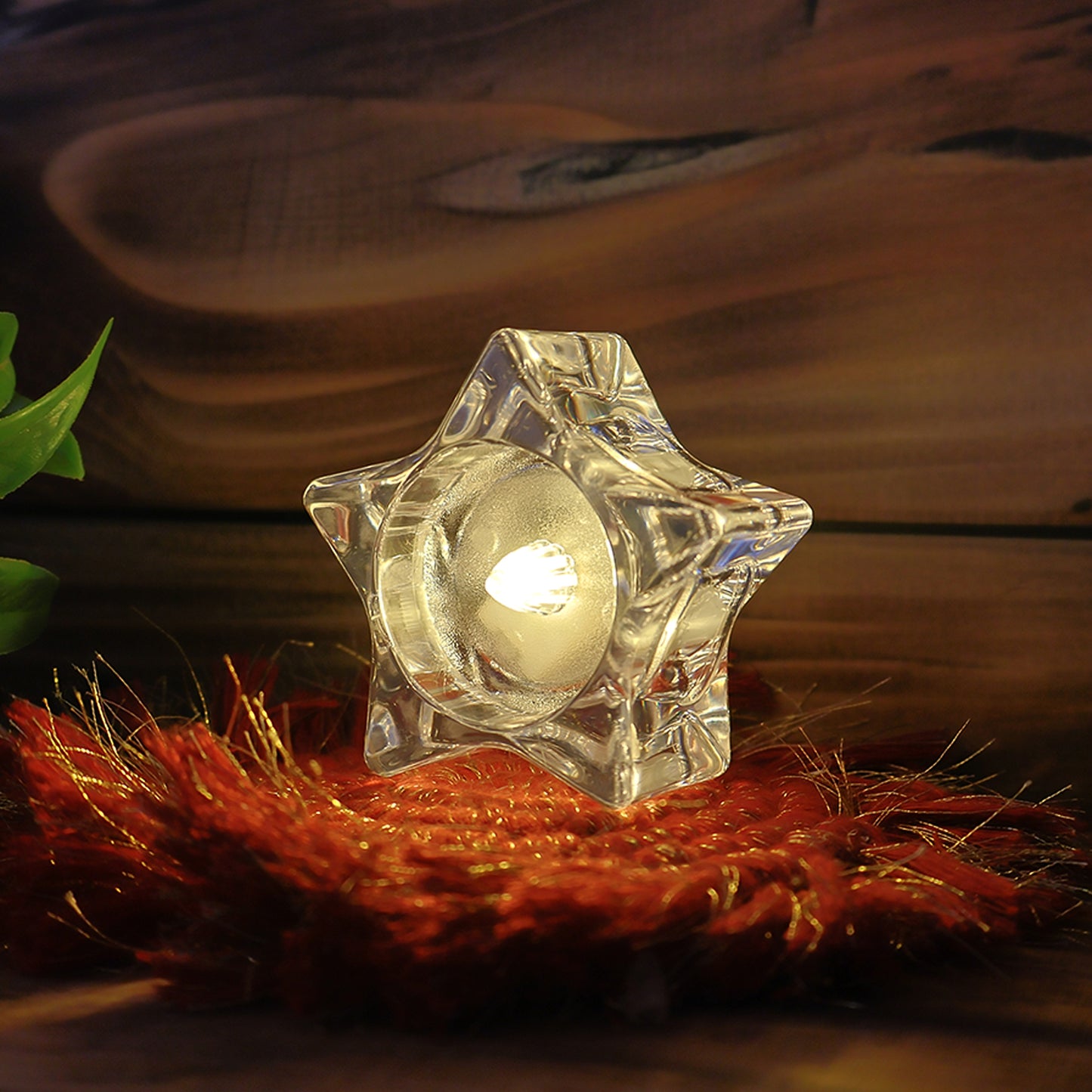 Set of six Wukusy flameless star-shaped LED candles for home decor, featuring warm flickering light and safe, battery-operated design.