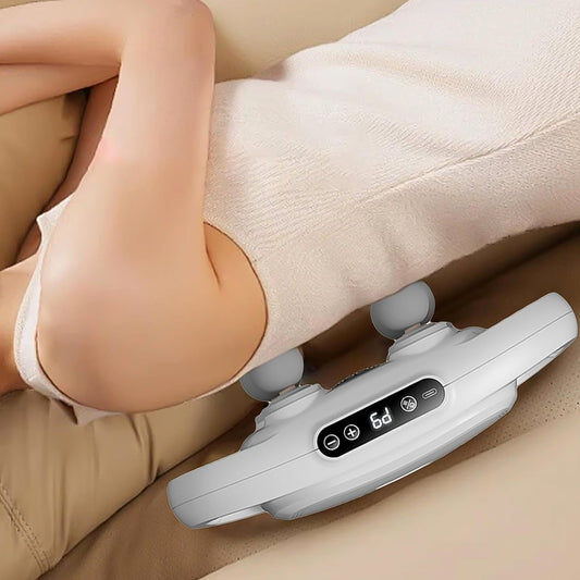 Wukusy handheld full body massage gun with four massage heads for muscle relief and relaxation.