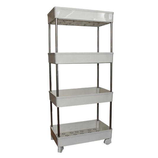 Wukusy 4-layer kitchen rack for organizing kitchen tools, utensils, and supplies in a home and kitchen setting.
