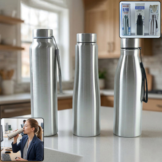 Wukusy premium stainless steel water bottle, 1000ml capacity, slim design with mix pattern, ideal for staying hydrated on the go