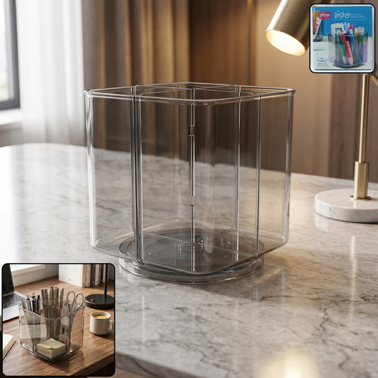 Wukusy Supermom Vista revolving pen holder with 360-degree rotating stand, holding pens and stationery on a desk.