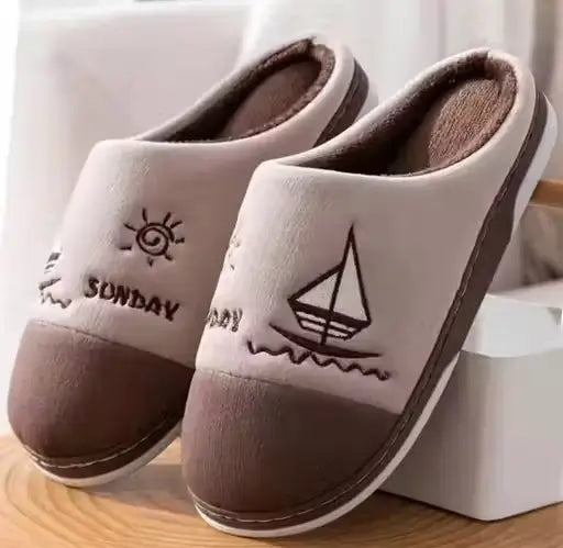 Ekom unisex winter warm flip flop slippers for indoor and outdoor use, featuring cozy design and durable sole for cold weather comfort.