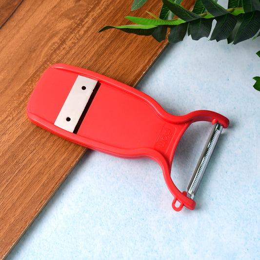 Wukusy Supermom Swiss 2-in-1 slicer and peeler with ultra-sharp stainless steel blades for efficient kitchen prep.