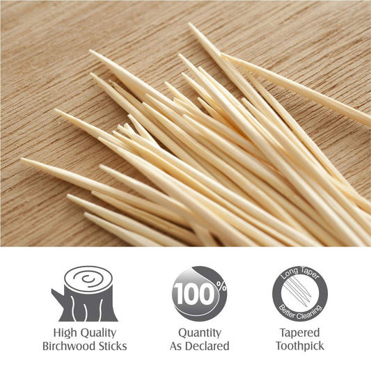 Wukusy wooden toothpicks with dispenser box, ideal for kitchen use, shown in a clear image with neatly arranged toothpicks