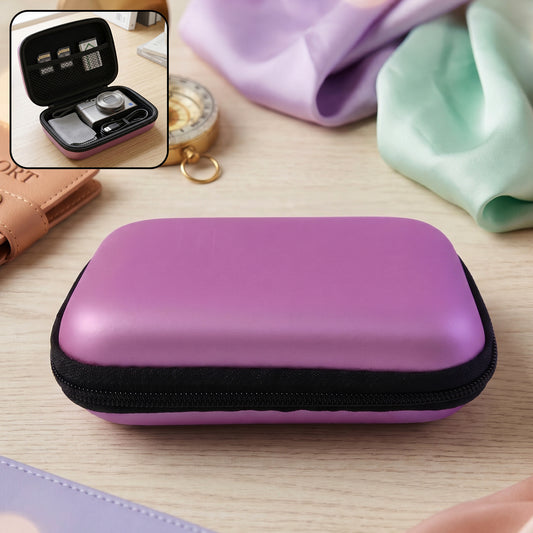 Wukusy mini travel storage case for earphone cables and SD cards, compact and lightweight, black plastic with zipper closure.