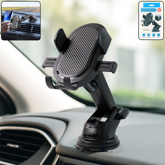 Wukusy adjustable car mobile holder mounted on a vehicle dashboard for secure smartphone use during driving.
