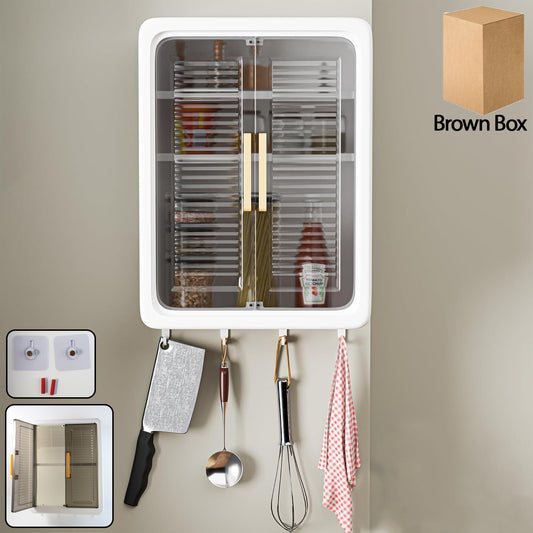 Large wall-mounted kitchen storage cabinet set by Wukusy, featuring multiple compartments and sleek design for organized space.