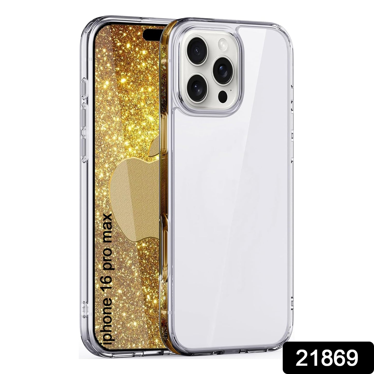 Clear hard case for iPhone 16 by Wukusy, showing the transparent protective cover fitting an iPhone 16.
