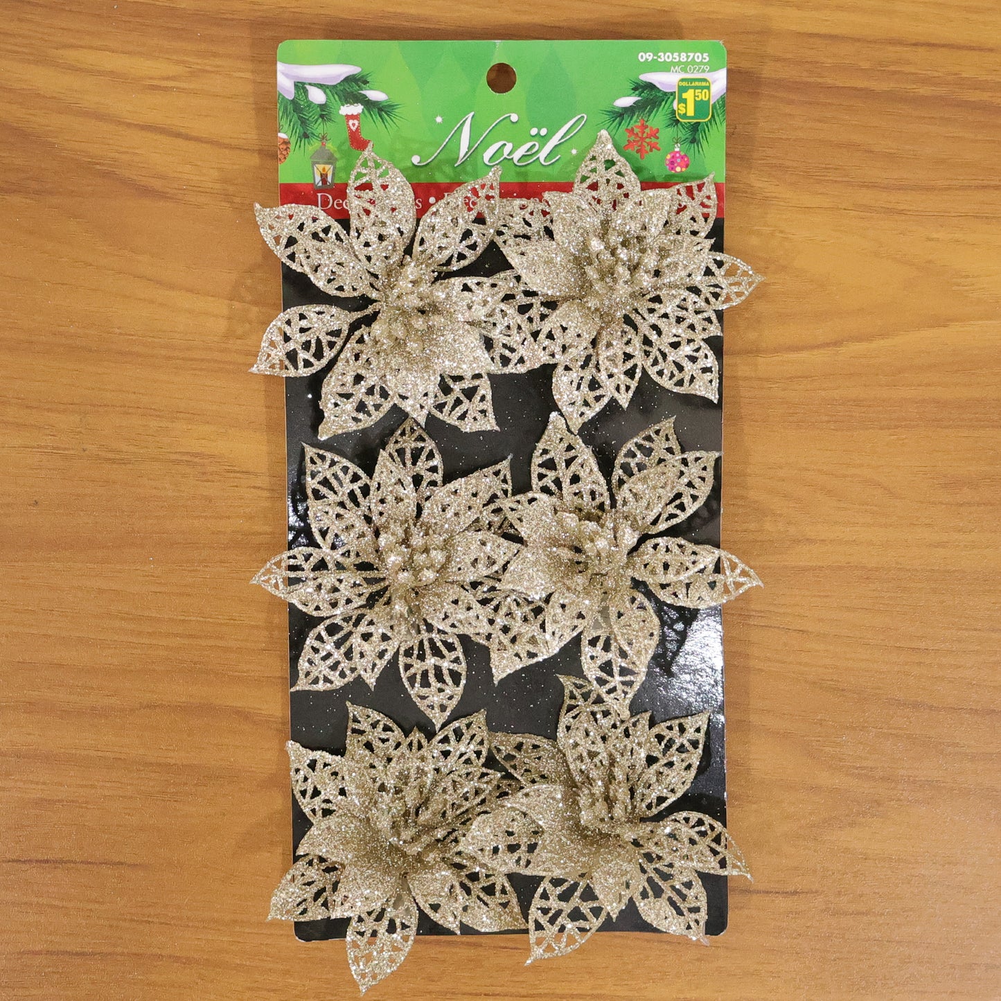 Six colorful glitter flower hair clips from Wukusy, arranged in a mix of vibrant colors on a neutral background.
