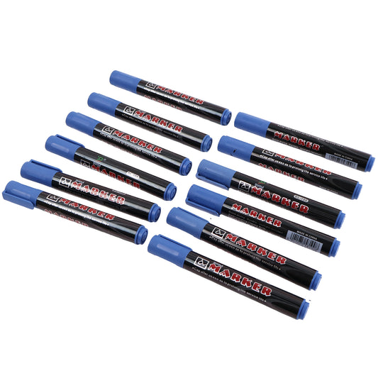 Wukusy 12-pack premium blue permanent marker pens for office use, featuring fine tips for precise writing and marking.