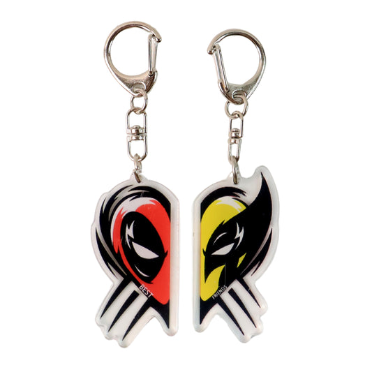 Wukusy 2-in-1 Best Friends matching acrylic breakable keychain for home decor, featuring cute design and vibrant colors.