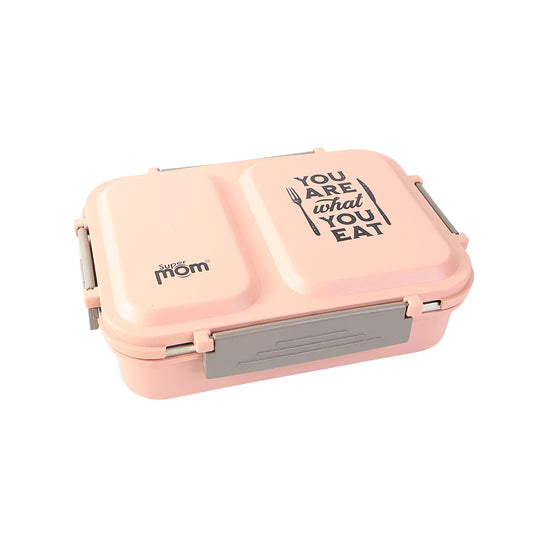 Wukusy Supermom 2 Partition Stainless Steel Lunch Box with two compartments for easy meal organization.