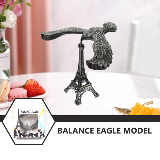 Wukusy Balancing Bird Metal Eiffel Tower Statue with eagle design, decorative metal sculpture for home decor or collection.