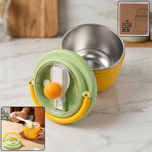 Luxury Wukusy leak-proof stainless steel lunch box with spoon, 600 ml capacity, featuring a sleek design and durable construction.