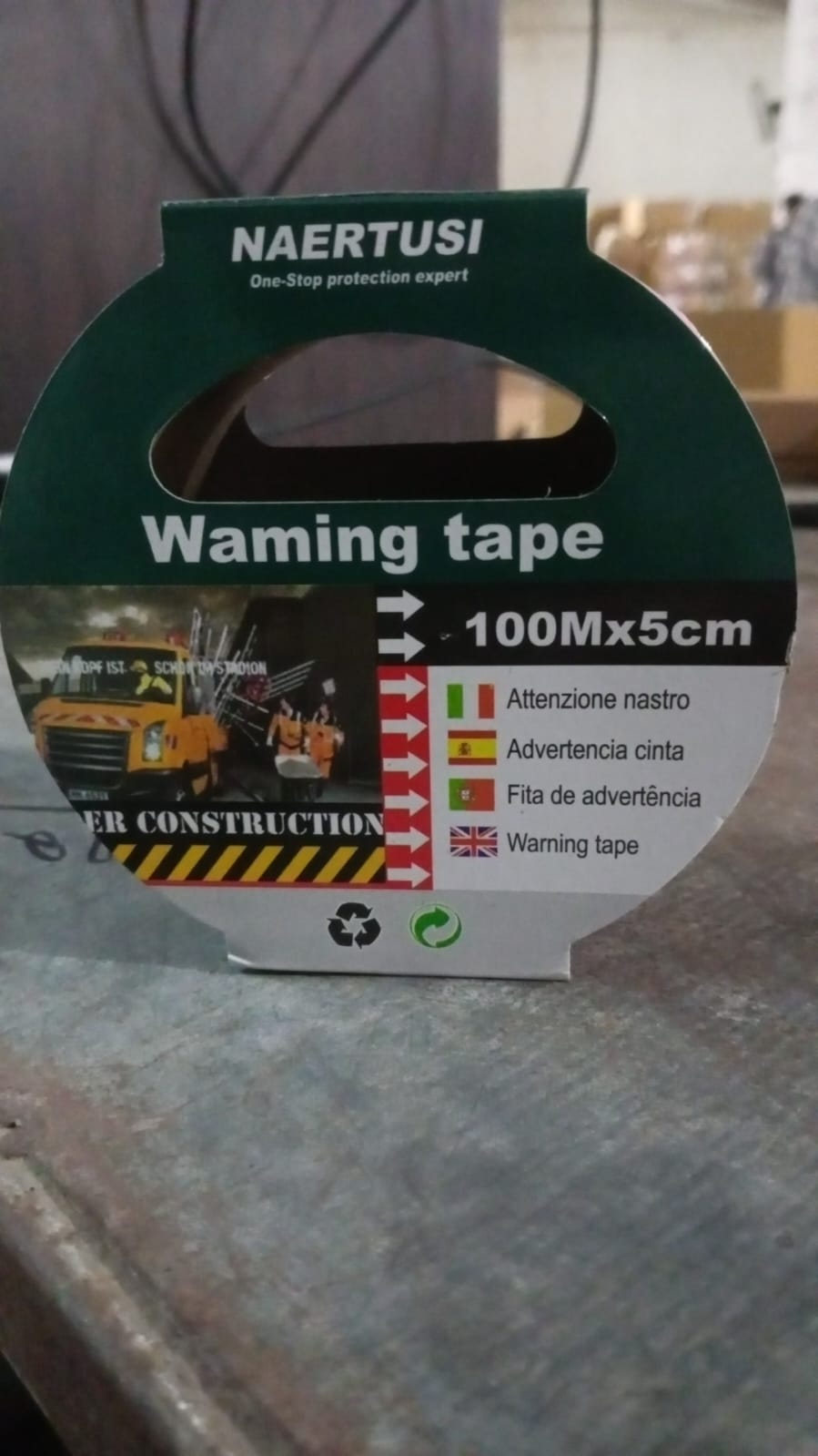 Wukusy safety warning tape, non-adhesive construction barrier tape in black and yellow, 100m x 5cm for home improvement safety.