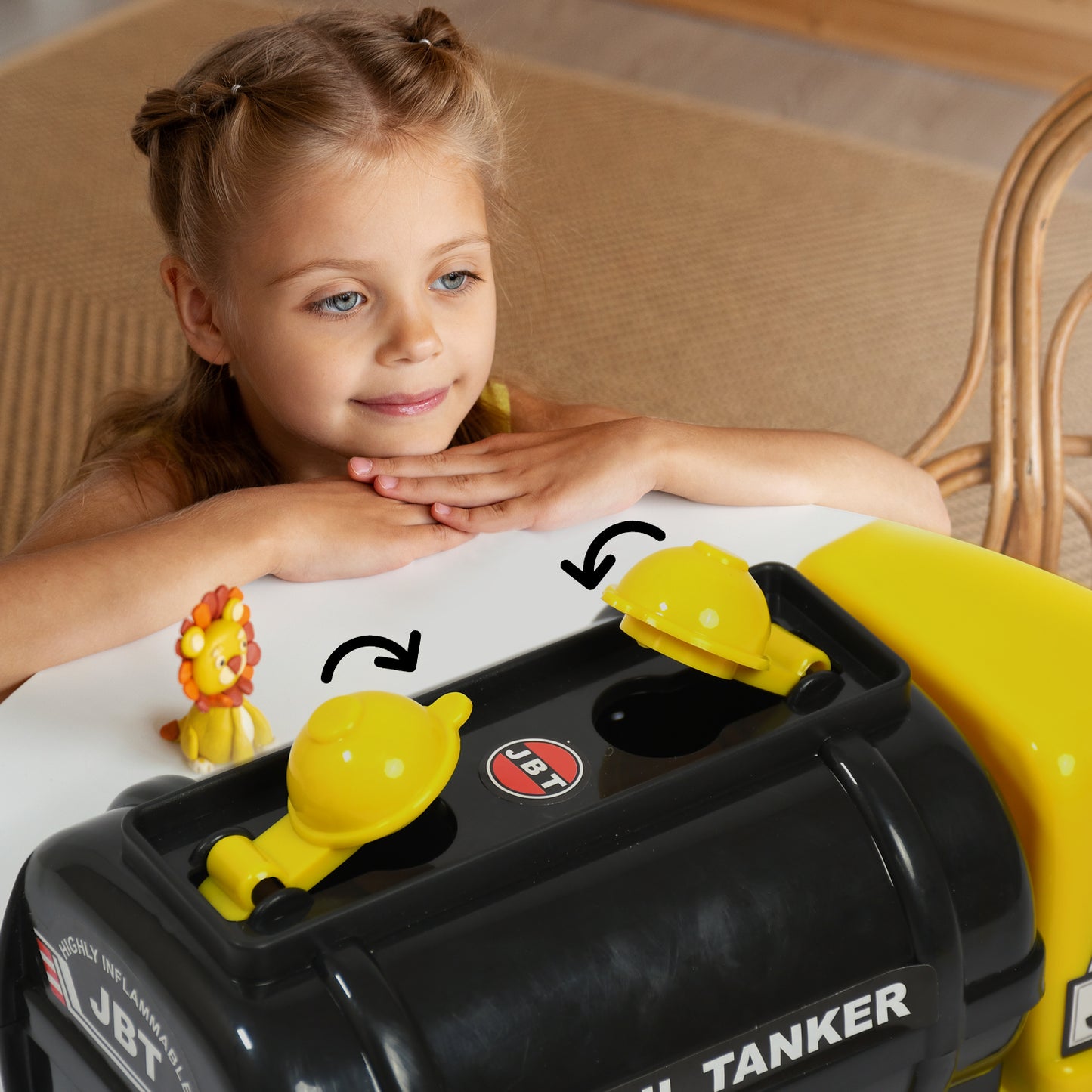 Wukusy heavy-duty toy water tanker truck with friction engine sound for kids, unbreakable and large size for outdoor play.