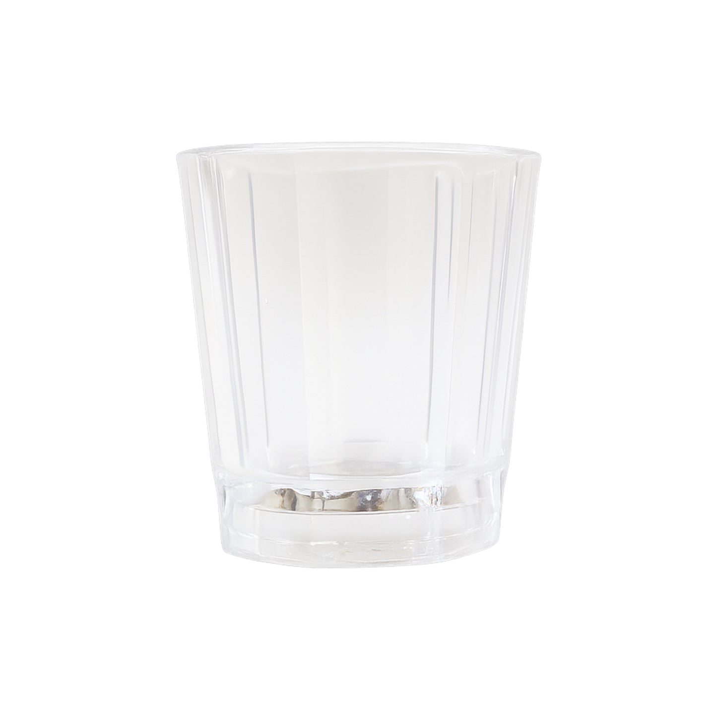 Set of 24 Wukusy premium LED light-up shot glasses arranged in a display, showcasing clear glass and illuminated bases.