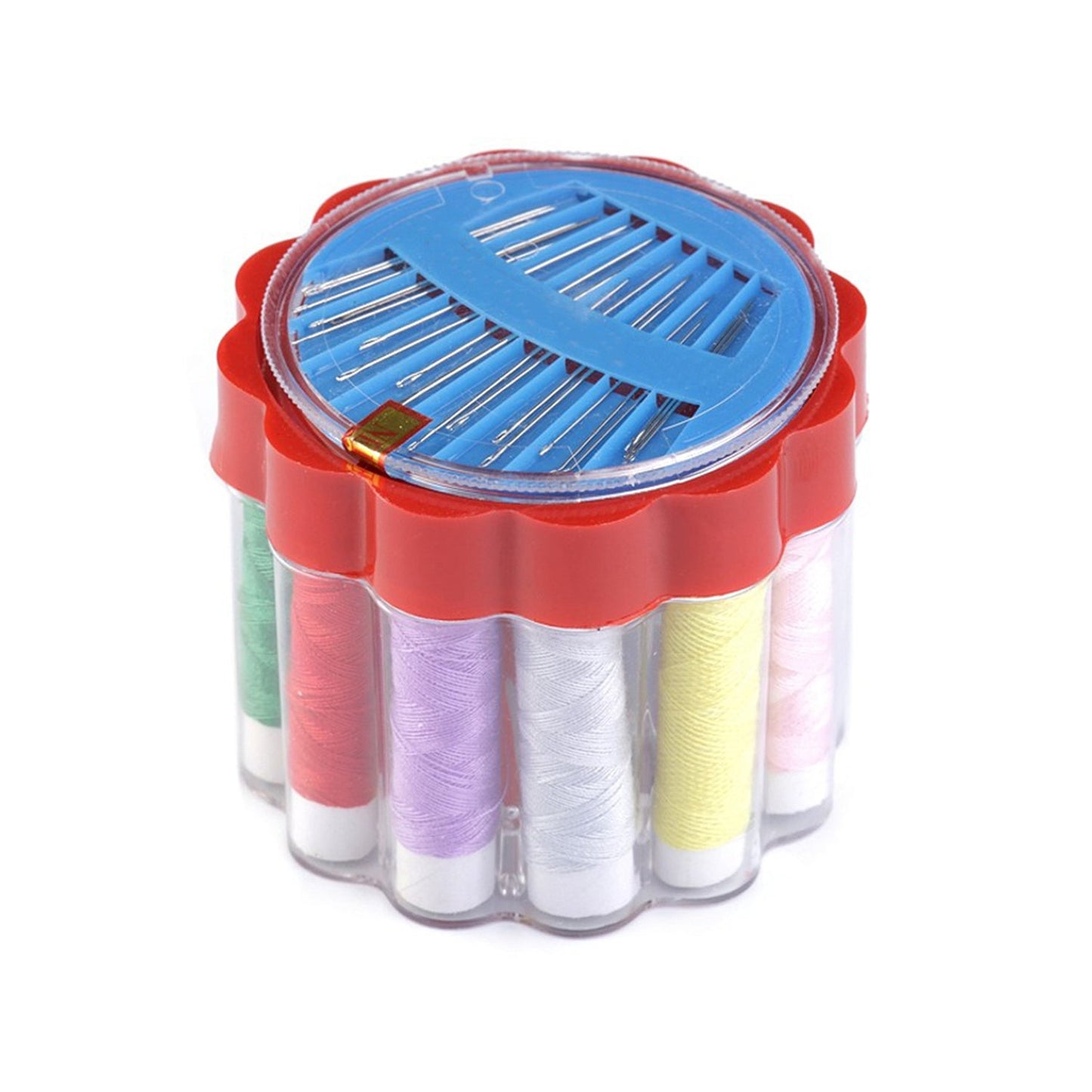 Wukusy 24-piece sewing box with compartments for storing thread spools, sewing tools, and home sewing supplies.