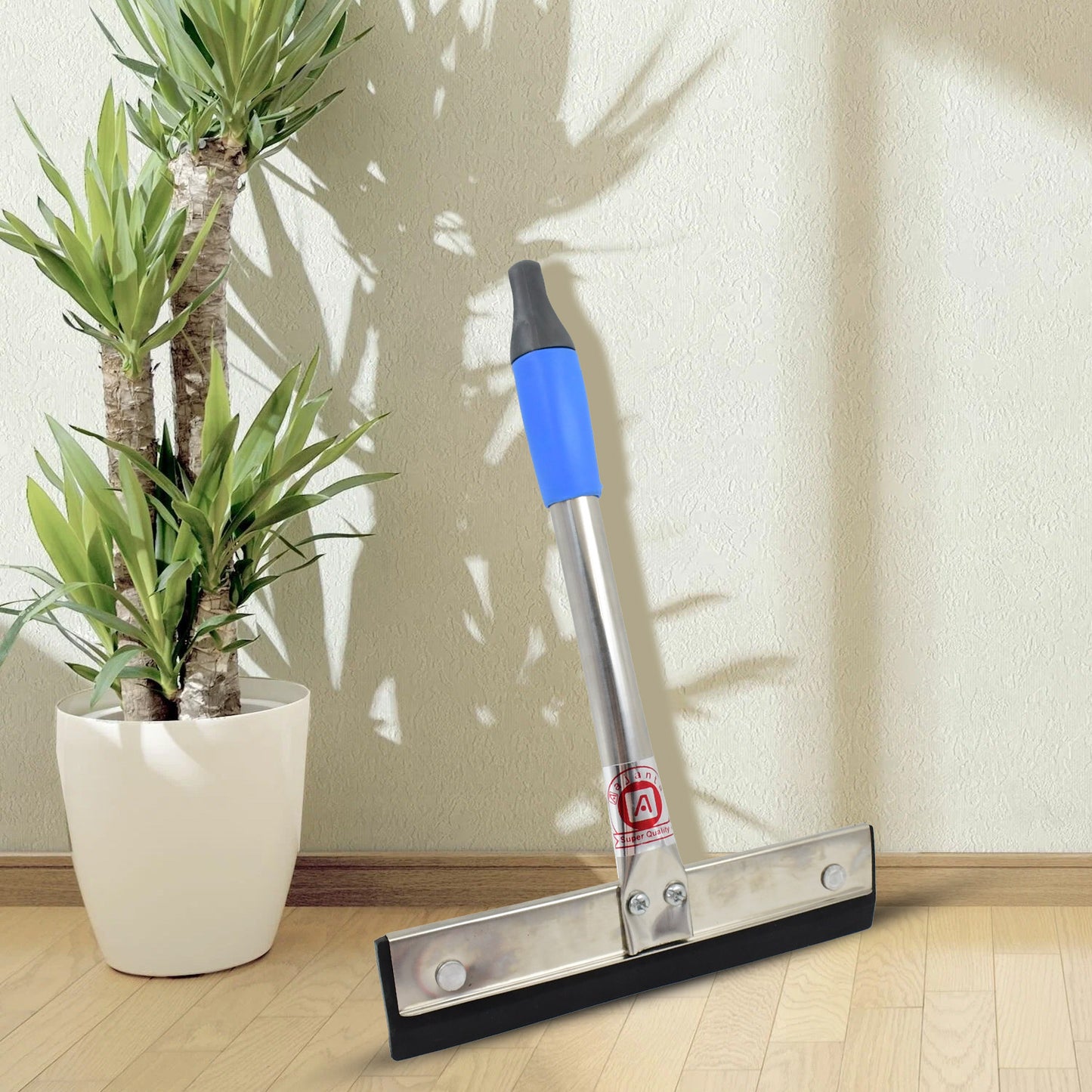 Wukusy heavy stainless steel kitchen wiper for home improvement, showing the durable metal blade and handle in a close-up image.