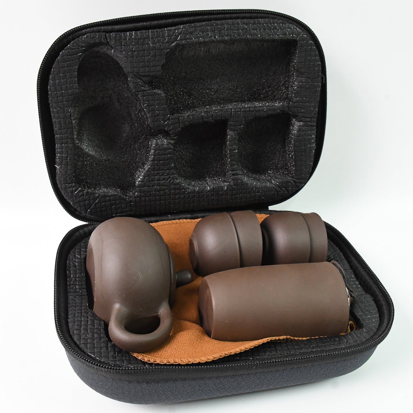 Wukusy portable Kung Fu tea set with six pieces and travel bag, ideal for home decor and on-the-go tea brewing.