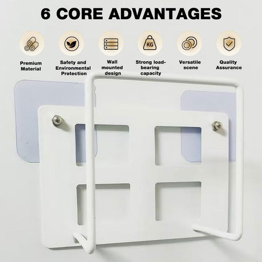 Wukusy wall mount WiFi router bracket holder stand shelf for set-top box, shown mounted on wall with router in place