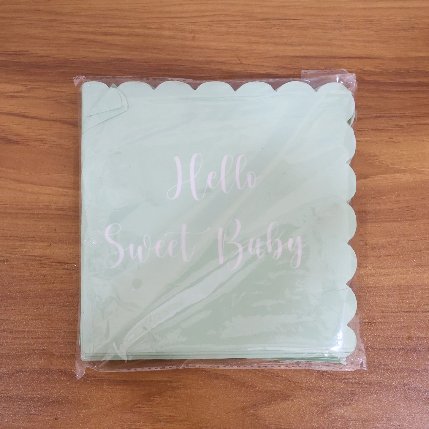 Wukusy Hello Sweet Baby party paper napkins, 31x31 cm, set of 24, featuring cute baby-themed design for celebrations