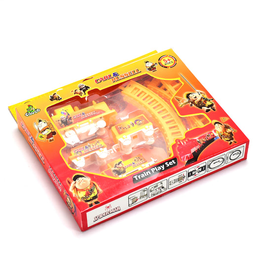 Wukusy kids toy train set with high-speed, battery-operated train featuring lights and sound, designed for children’s play.