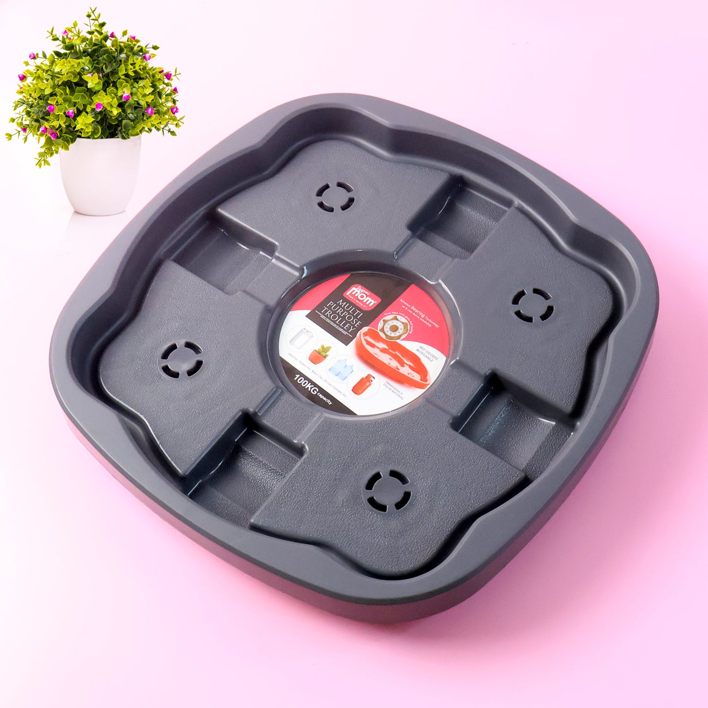 Wukusy Supermom heavy-duty gas cylinder trolley with sturdy frame and handles for easy transportation in home and kitchen settings.