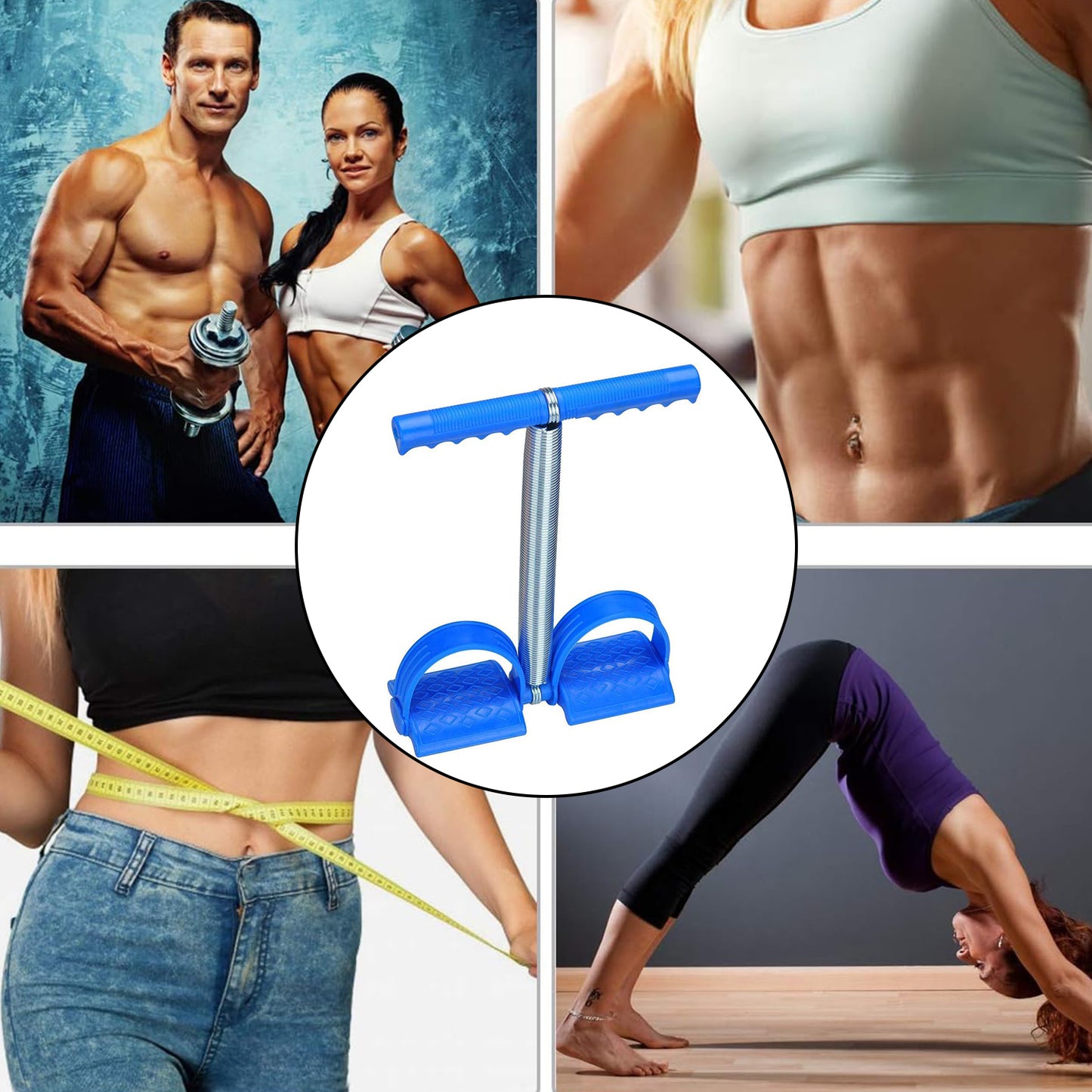Wukusy spring tension pull rope resistance band exercise strap, single spring for strength training and physical therapy.