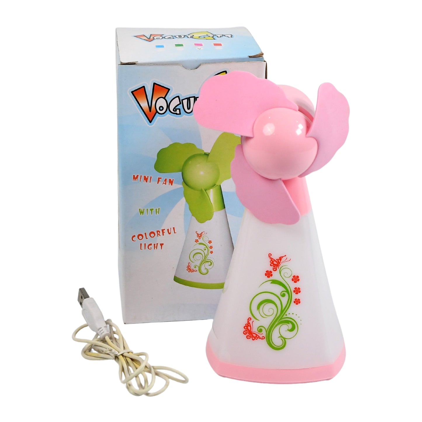 Bright color Wukusy desktop USB mini fan for home, compact battery-operated fan, perfect for office or home use.
