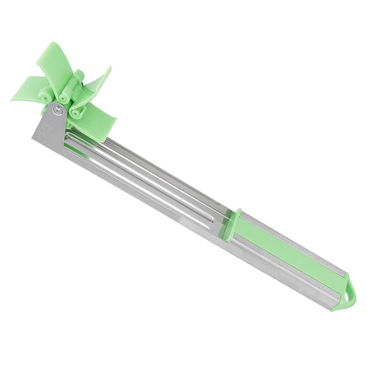 Wukusy stainless steel watermelon cutter with windmill slicer design, easy-to-use kitchen tool for peeling and slicing watermelons.