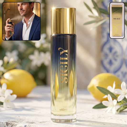 Wukusy Sicily Premium Eau De Parfum spray bottle, 60ml, with elegant design and floral fragrance details visible.