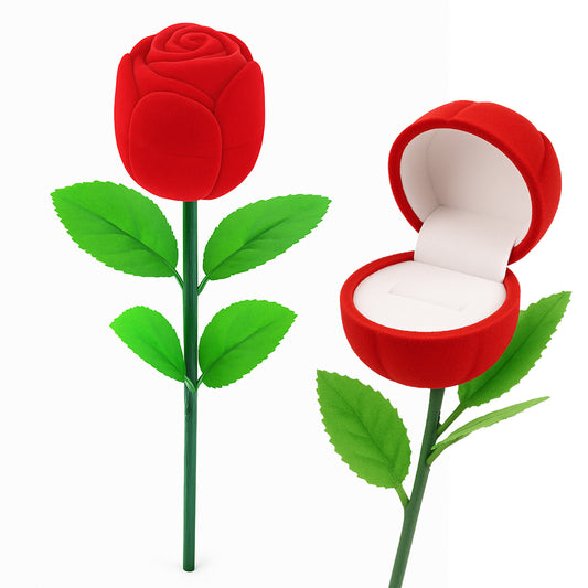 Artificial rose-shaped jewelry ring box by Wukusy, featuring a delicate floral design perfect for storing rings.