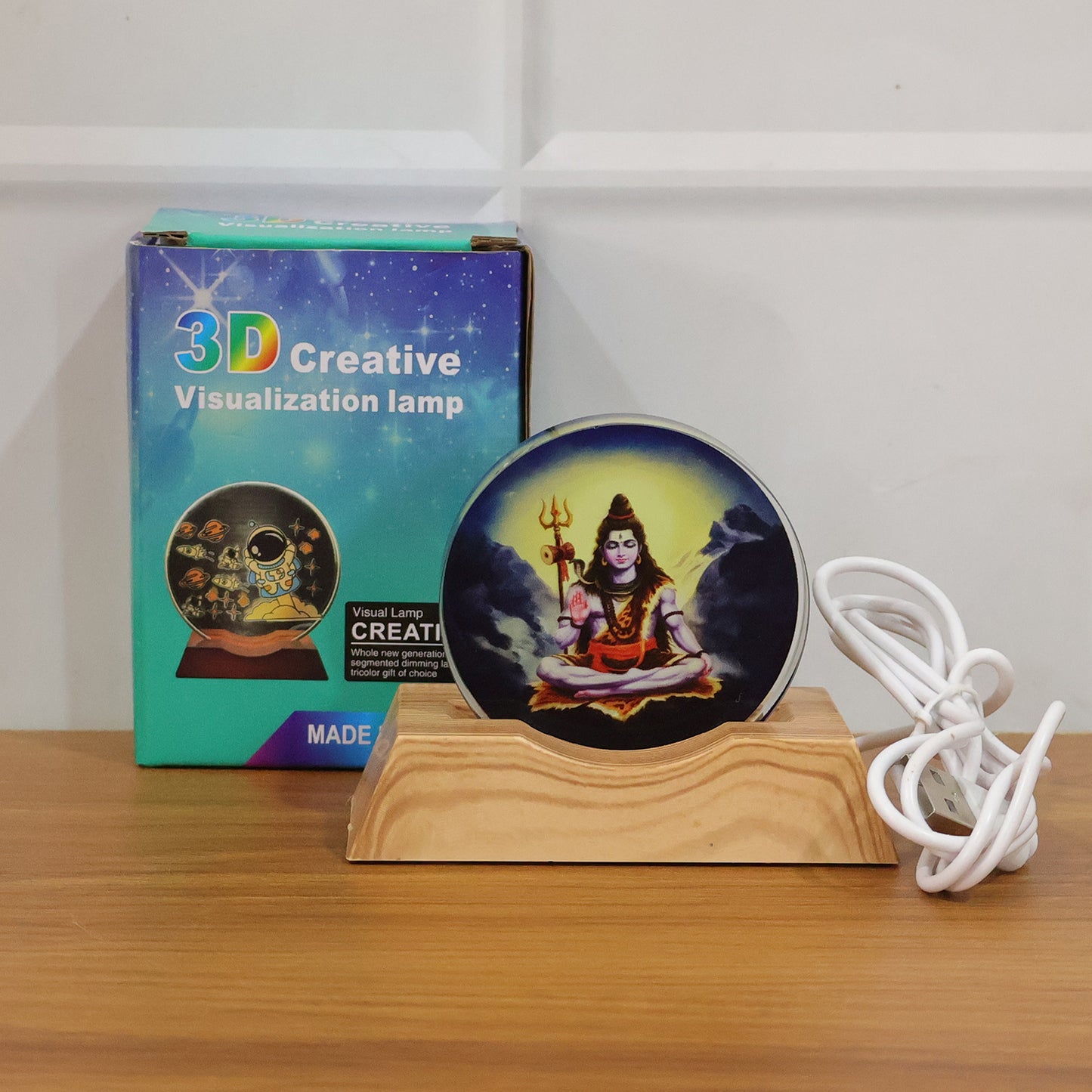 3D Lord Shiva LED night lamp by Wukusy, featuring intricate design and soft illumination, perfect for spiritual or decorative lighting.