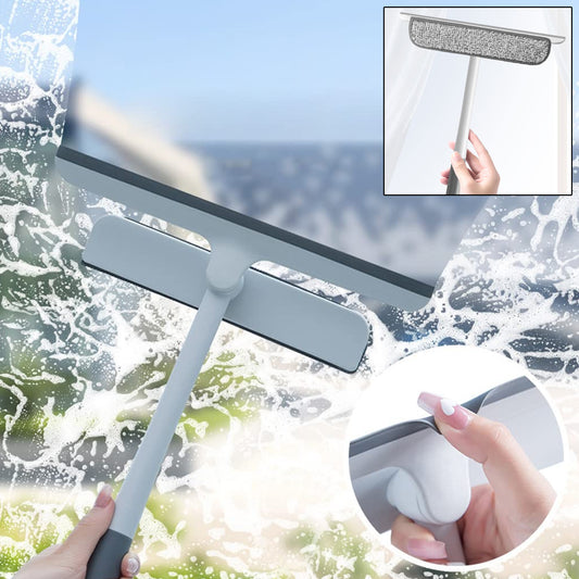 Wukusy 2-in-1 window glass cleaning wiper with microfiber pad for easy home window cleaning and streak-free shine.