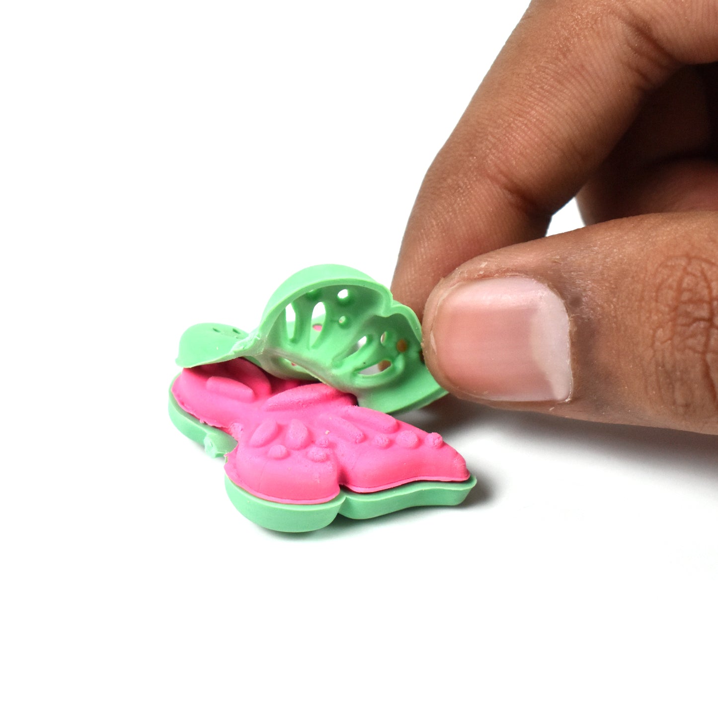 Colorful butterfly shape rubber eraser from Wukusy, ideal for office use, featuring a vibrant mixed color design.
