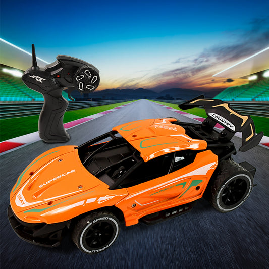 Wukusy metal body high-speed RC supercar with remote control, showcasing sleek design and racing features.