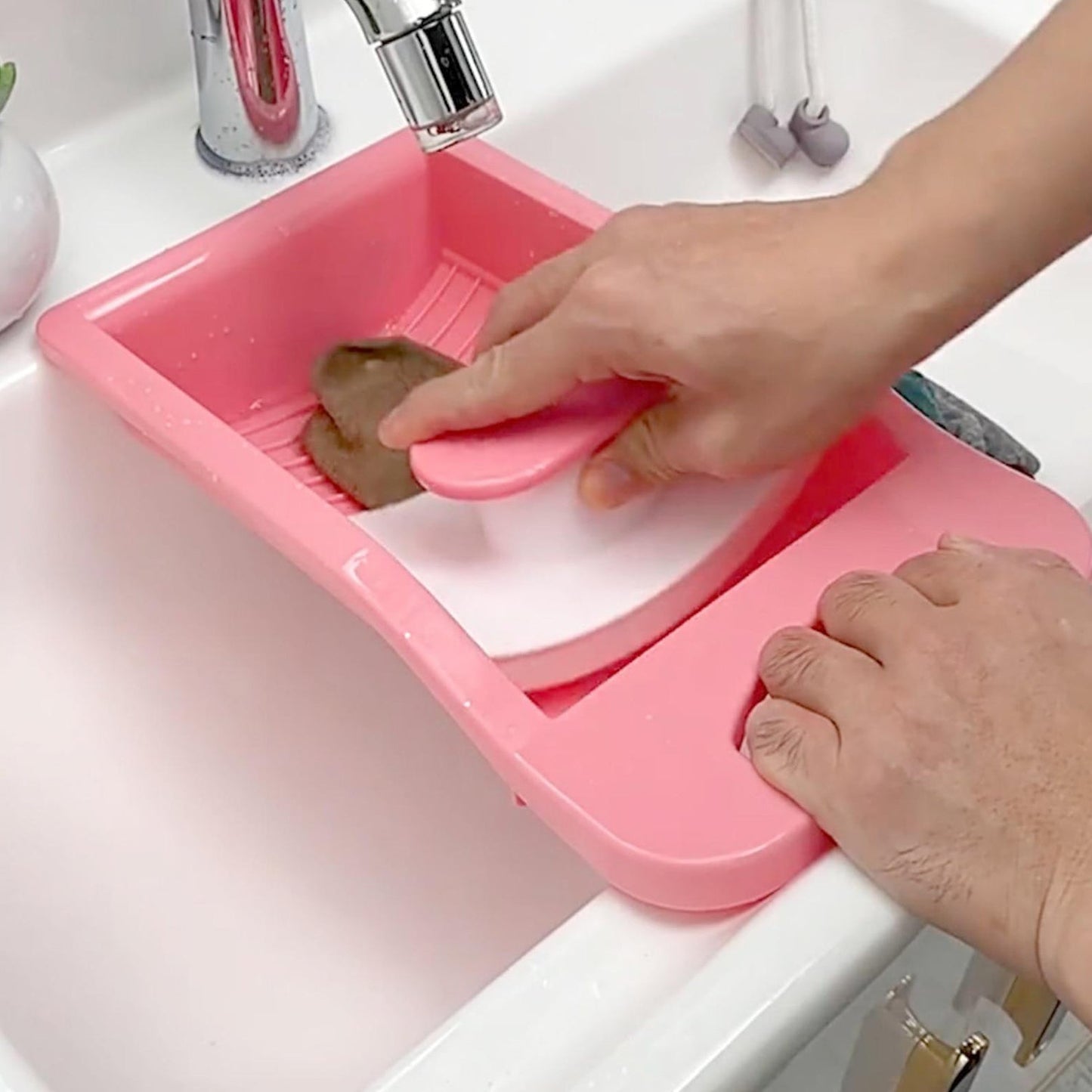 Wukusy 6088 socks washing board for household use, with textured surface for easy, comfortable sock washing in bathroom or laundry area.