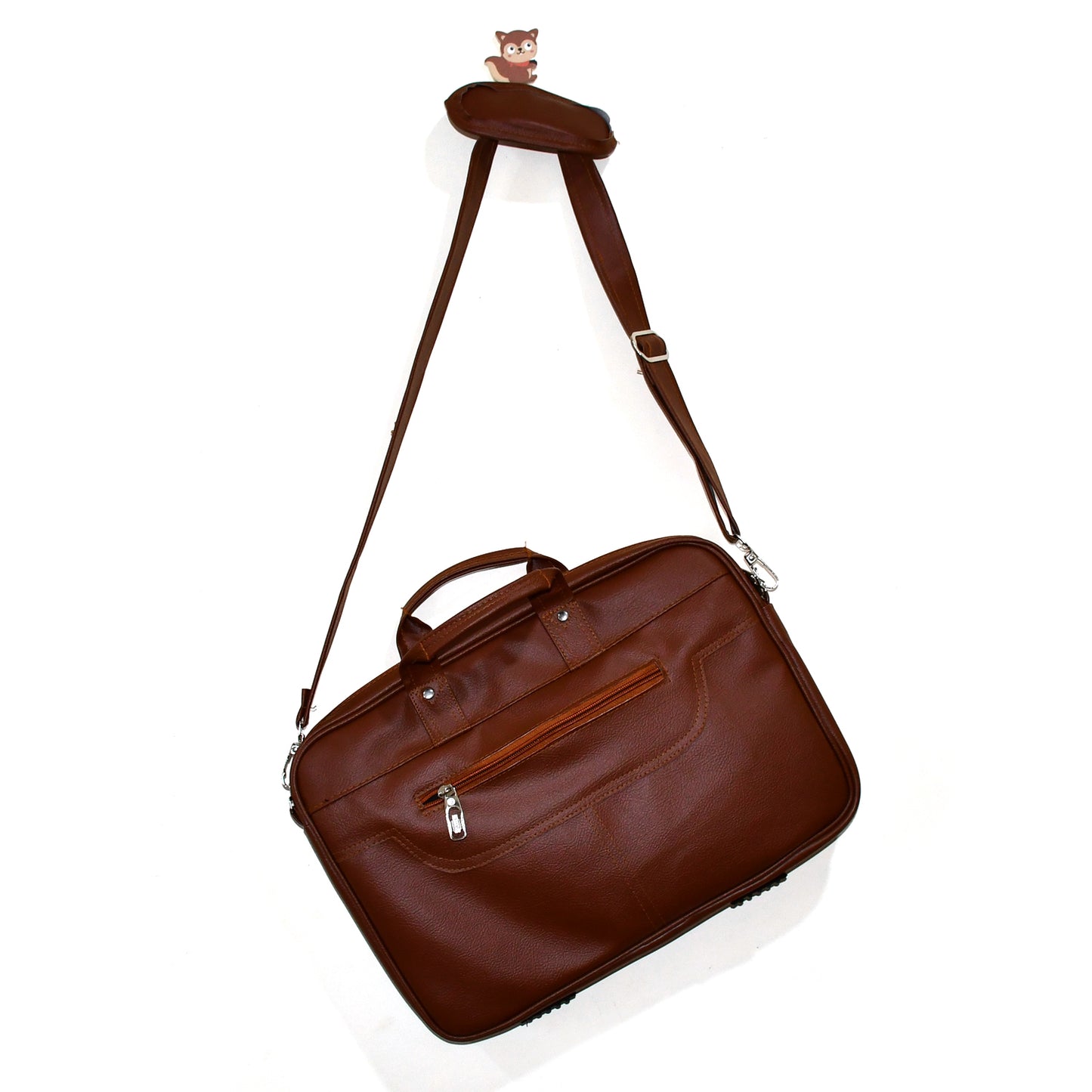 Wukusy multipurpose travel shoulder bag with multiple compartments for laptops, Macbook, and business use in faux leather for men and women.