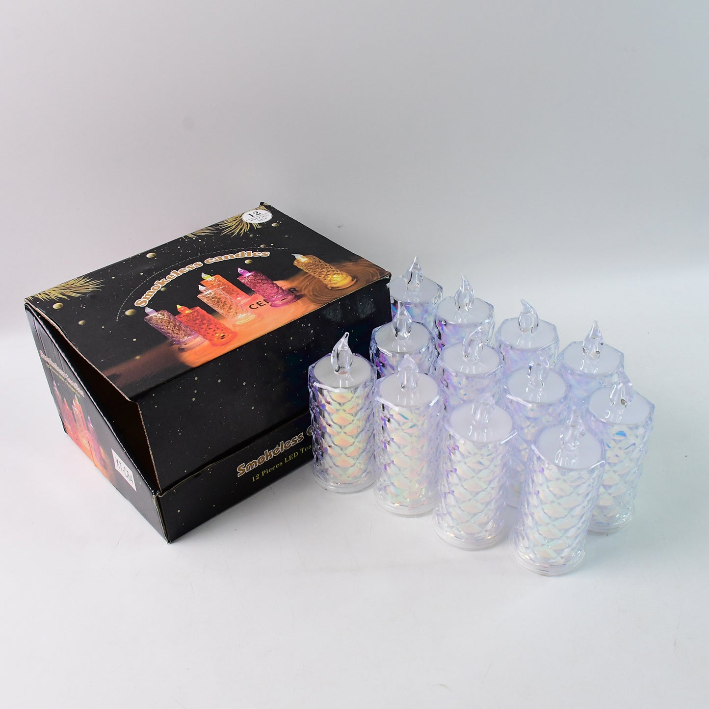 Set of 12 smokeless LED candles from Wukusy, ideal for home decor with realistic flickering flame effect.