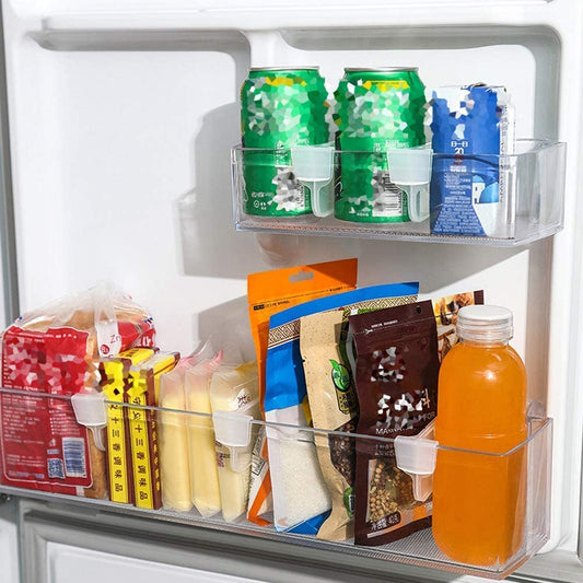 Set of 10 Wukusy plastic storage baskets and refrigerator organizer bins with partition clips for kitchen organization.