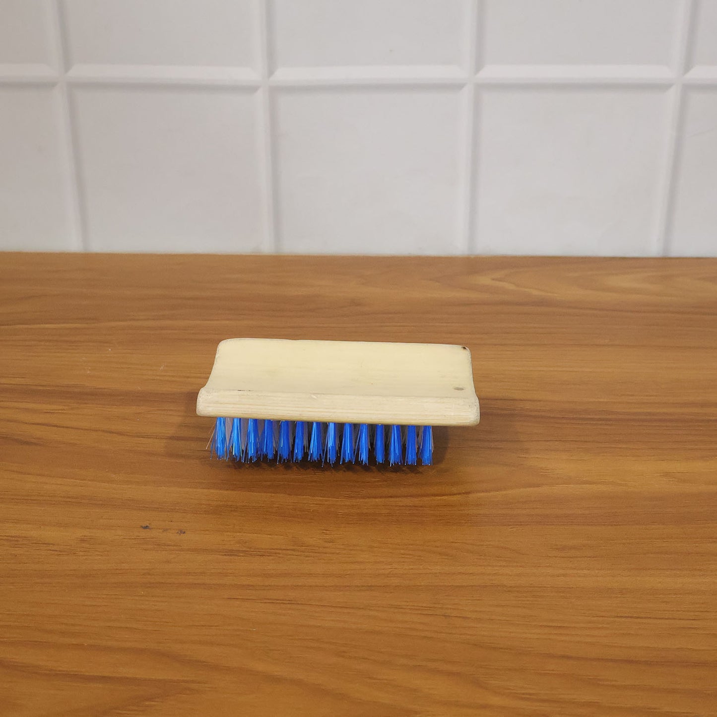 Heavy duty wooden handle cleaning scrub brush with hard bristles by Wukusy, ideal for tough scrubbing tasks