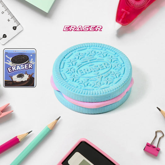 Wukusy biscuit-shaped eraser with unique patterns, designed for office use, featuring realistic biscuit details in a playful shape.