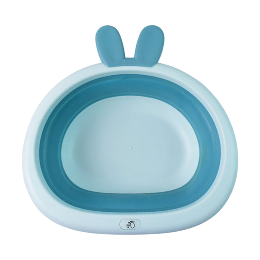 Wukusy foldable baby care basin with bunny ear handles, collapsible design for easy storage and versatile use.