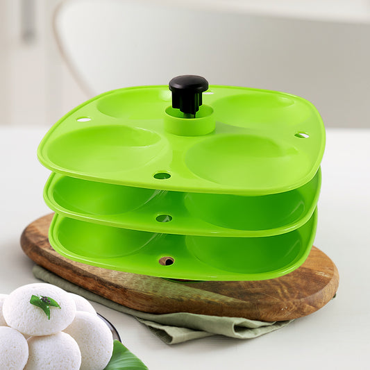 Wukusy 3-layer Idli stand for holding and serving idlis in household kitchens, made of durable material with multiple tiers.