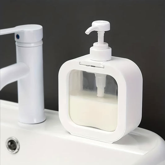 Clear plastic Snap Sink Dispenser pump bottles set by Wukusy, empty lotion bottles for kitchen or bathroom use.