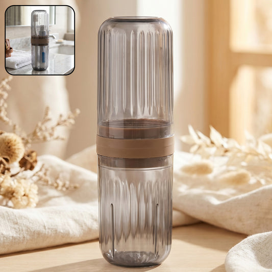 Portable Wukusy plastic foldable glass for travel, shown in compact form with transparent design and foldable feature.